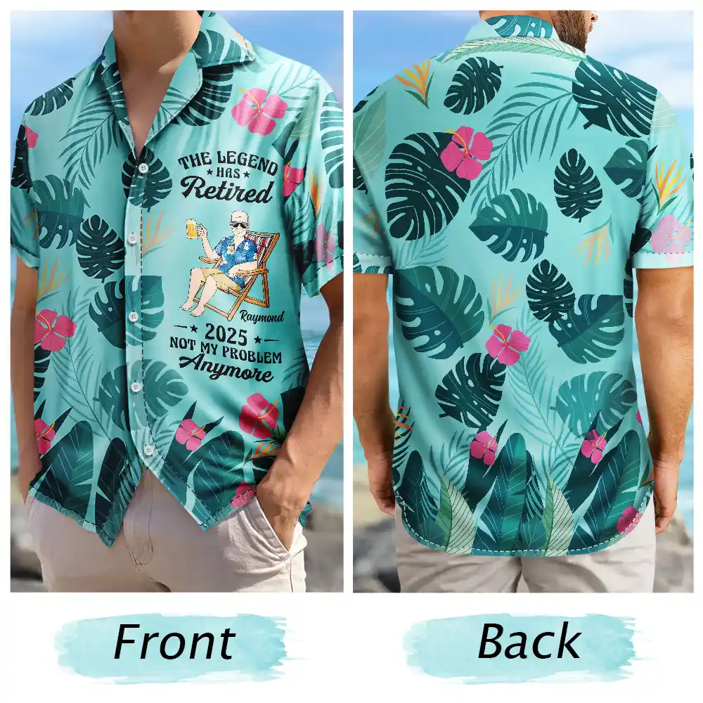 Beach, Summer, Poolside, Retirement, Gift For Women, Gift For Yourself, Gift For Wife, Funny - The Legend Has Retired - Personalized Hawaiian Shirt