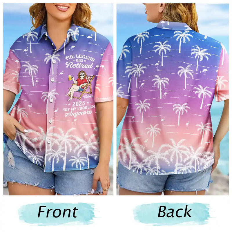 Beach, Summer, Poolside, Retirement, Gift For Women, Gift For Yourself, Gift For Wife, Funny - The Legend Has Retired - Personalized Hawaiian Shirt