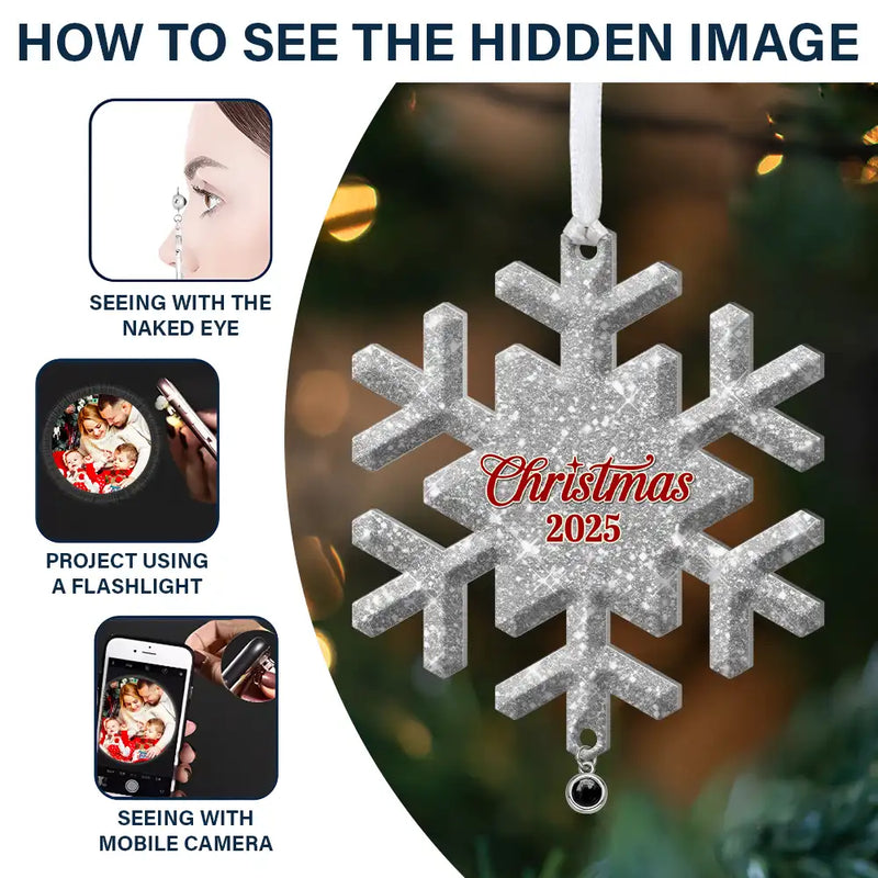 Christmas, Family, Parents, Gift For Grandparents, Happy, Cousin - Custom Photo The Love Between Family Is Forever - Personalized Custom Shaped Photo Projection Ornament