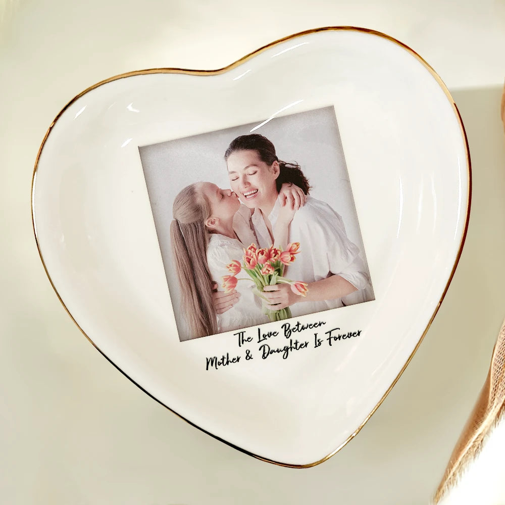 Custom Photo, Gift For Mother, Mom - Children, Happy - Custom Photo The Love Between Mother & Daughter - Personalized Ring Dish
