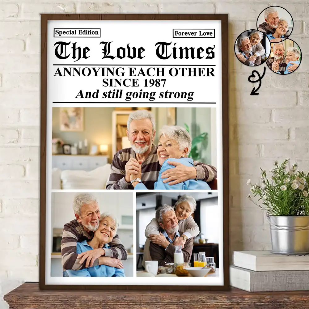 Old Couples,Gift For Couples,Gift For Women,Gift For Men,Gift For Wife,Gift For Husband,Gift For Boyfriend,Gift For Girlfriend,Love,LGBT - Custom Photo The Love Times Newspaper Theme - Personalized Poster
