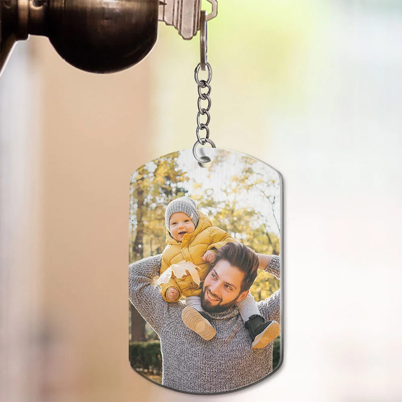 Gift For Father,New Dad,New baby,Happy - Custom Photo The Moment You Became My Daddy - Personalized Aluminum Keychain