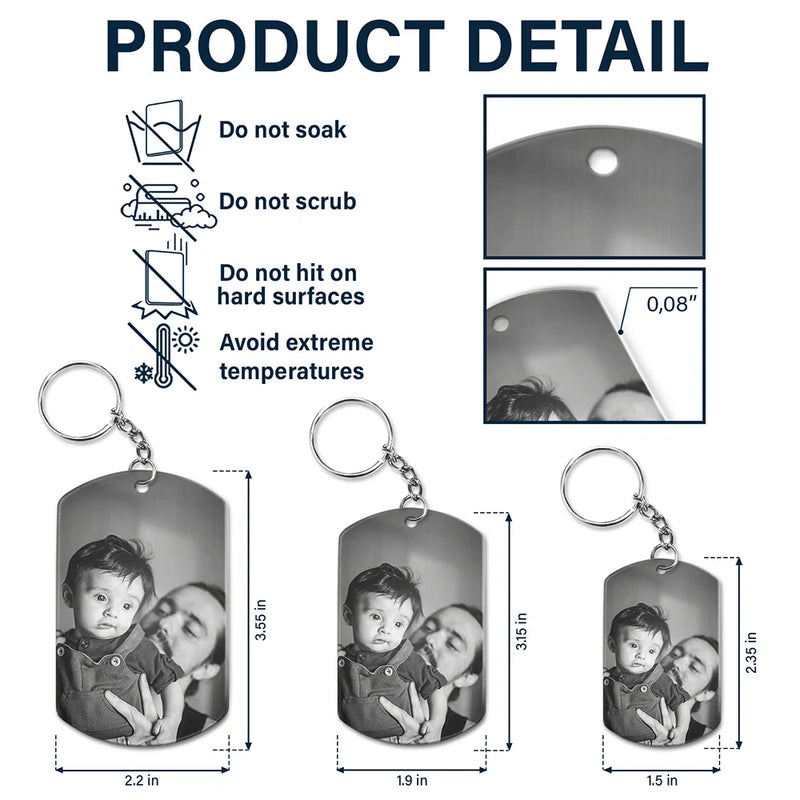 Gift For Father,New Dad,New baby,Happy - Custom Photo The Moment You Became My Daddy - Personalized Aluminum Keychain