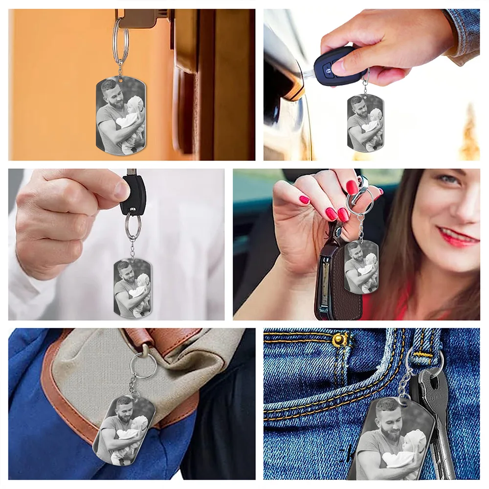 Gift For Father,New Dad,New baby,Happy - Custom Photo The Moment You Became My Daddy - Personalized Aluminum Keychain