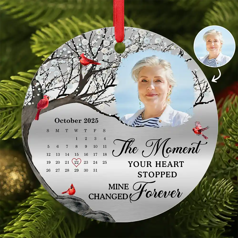 Custom Photo The Moment Your Heart Stopped - Personalized Metal Ornament