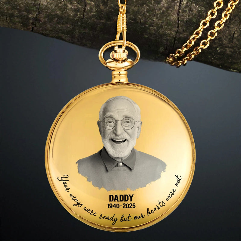Custom Photo,Memorial,Family,Sad - Custom Photo The Moment Your Heart Stopped Mine Changed Forever - Personalized Pocket Watch