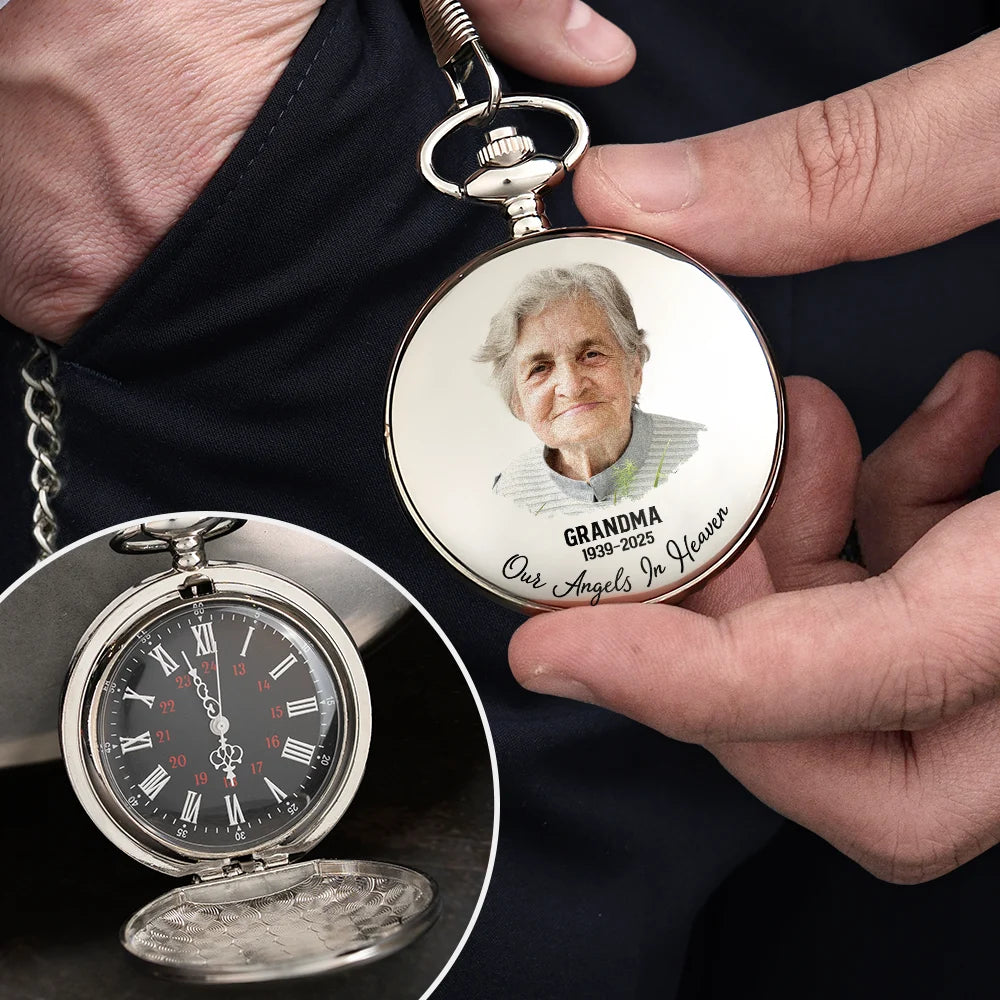 Custom Photo,Memorial,Family,Sad - Custom Photo The Moment Your Heart Stopped Mine Changed Forever - Personalized Pocket Watch