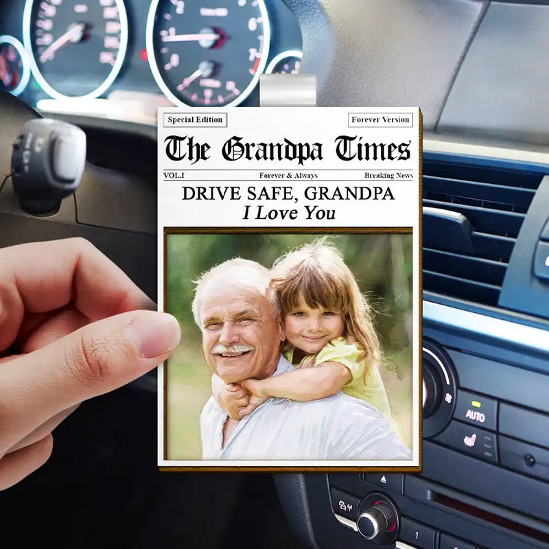 Custom Photo,Photo,Grateful - Custom Photo The Papa Times - Personalized Custom Shaped Car Visor Clip