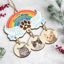 Pet Lovers,Pet Mom,Pet Dad,Dog Lovers,Dog Mom,Dog Dad,Cat Lovers,Cat Mom,Cat Dad,Memorial,Sad,Christmas - Custom Photo The Rainbow Bridge - Personalized Wooden Ornament With Wooden Tags