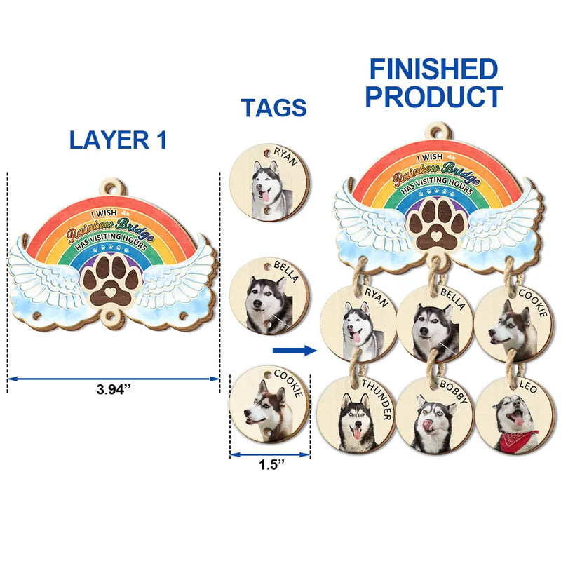 Pet Lovers,Pet Mom,Pet Dad,Dog Lovers,Dog Mom,Dog Dad,Cat Lovers,Cat Mom,Cat Dad,Memorial,Sad,Christmas - Custom Photo The Rainbow Bridge - Personalized Wooden Ornament With Wooden Tags