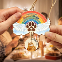 Pet Lovers,Pet Mom,Pet Dad,Dog Lovers,Dog Mom,Dog Dad,Cat Lovers,Cat Mom,Cat Dad,Memorial,Sad,Christmas - Custom Photo The Rainbow Bridge - Personalized Wooden Ornament With Wooden Tags