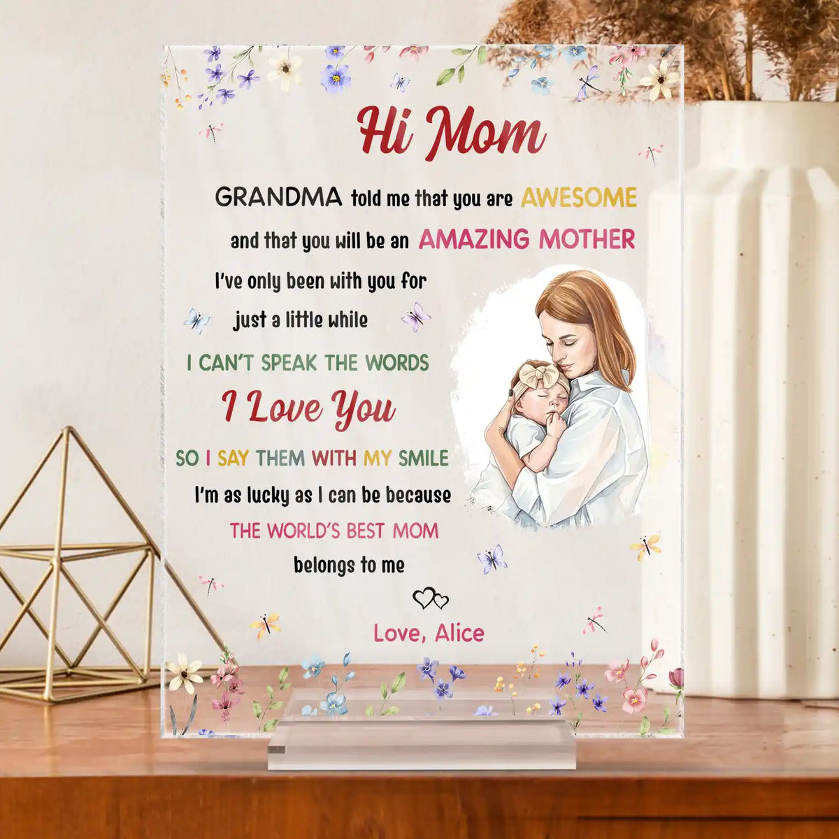 New Mom,Love,Gift For Mother,Photo - Custom Photo The World's Best Mommy Belongs To Me - Personalized Vertical Rectangle Acrylic Plaque
