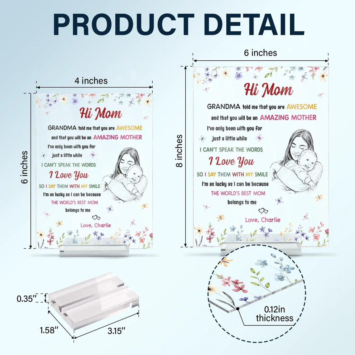 New Mom,Love,Gift For Mother,Photo - Custom Photo The World's Best Mommy Belongs To Me - Personalized Vertical Rectangle Acrylic Plaque