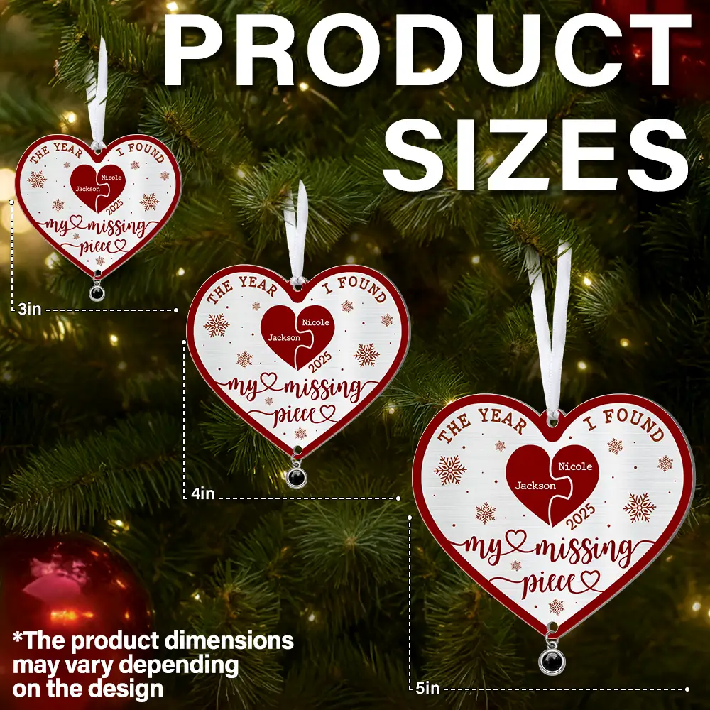 Gift For Couples,Gift For Husband,Gift For Wife,Gift For Boyfriend,Gift For Girlfriend,Love,Christmas - Custom Photo The Year I Found My Missing Piece - Personalized Custom Shaped Photo Projection Ornament