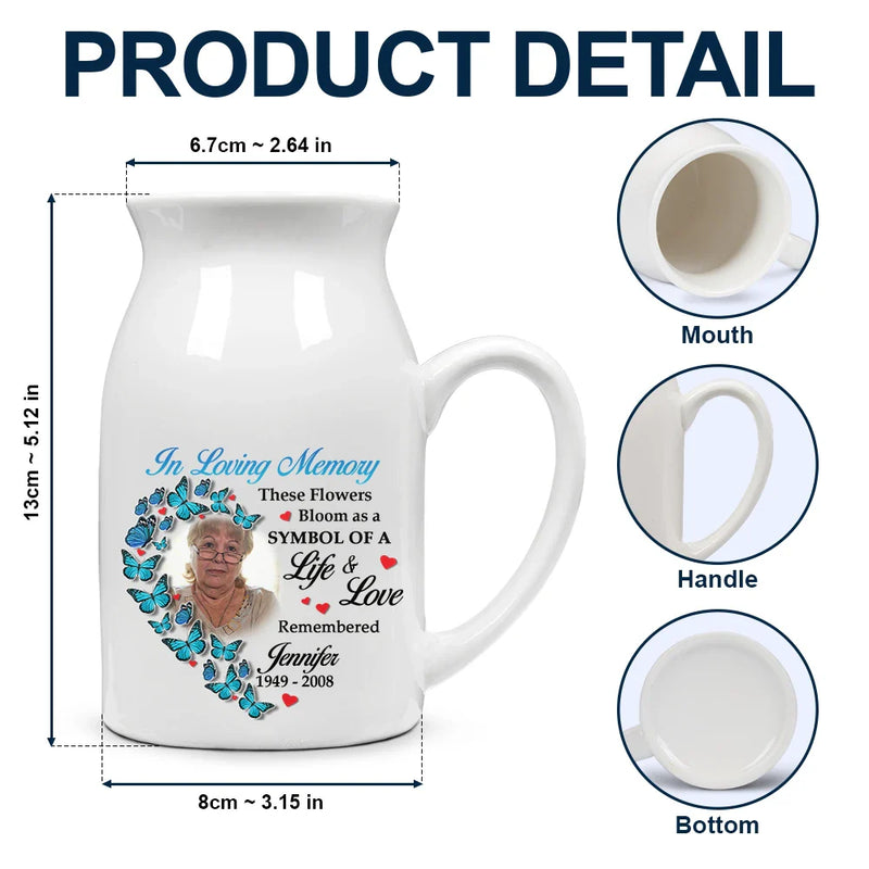 Memorial, Custom Photo, Sad - Custom Photo These Flowers Bloom As A Symbol - Personalized Ceramic Flower Vase