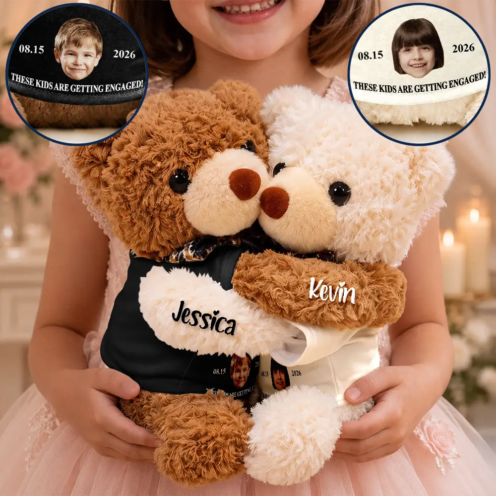 Humorous, Custom Photo, Married Couple, Gift For Couples, Wedding, Cut-Face Photo - Custom Photo These Kids Are Getting Married - Personalized Hugging Bear