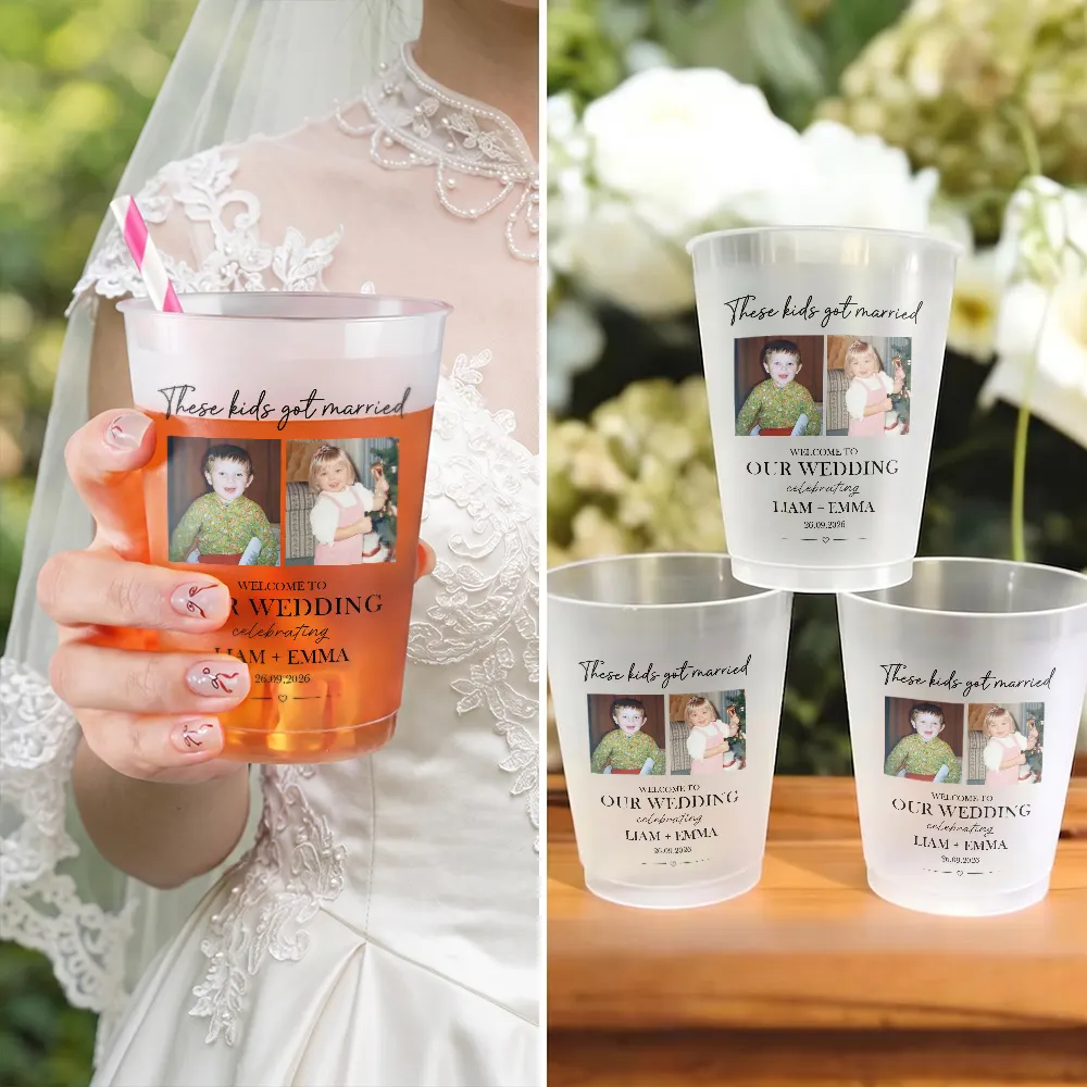 Custom Photo, Romantic, Gift For Couples, Wedding, Dynamic Photo - Custom Photo These Kids Got Married Vintage - Personalized Frosted Cups