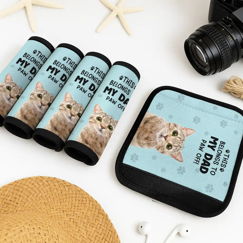 Pet Lovers, Custom Photo, Happy, Travel, Dog Lovers, Cat Lovers - Custom Photo This Belongs To My Mom - Personalized Luggage Handle Wrap