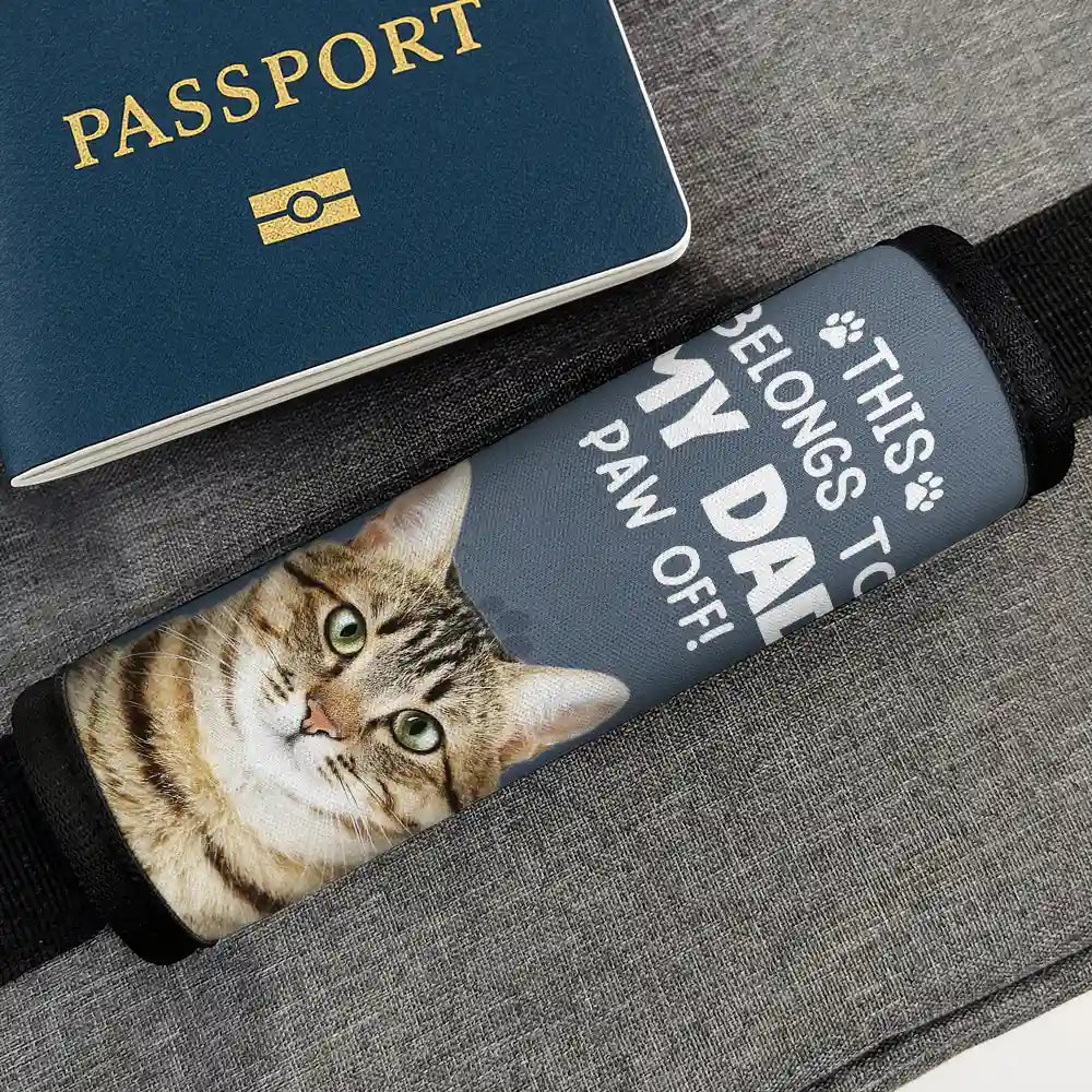 Pet Lovers, Custom Photo, Happy, Travel, Dog Lovers, Cat Lovers - Custom Photo This Belongs To My Mom - Personalized Luggage Handle Wrap