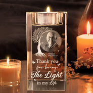 Gift For Husband, Gift For Men, Gift For Grandpa, Gift For Women, New Dad, Gift For Father, Gift For Grandma, Happy, New Mom, Gift For Mother - Custom Photo This Candle Burns In Loving Memory - Personalized Crystal Candle Holder