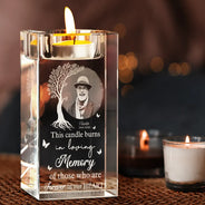 Gift For Husband, Gift For Men, Gift For Grandpa, Gift For Women, New Dad, Gift For Father, Gift For Grandma, Happy, New Mom, Gift For Mother - Custom Photo This Candle Burns In Loving Memory - Personalized Crystal Candle Holder