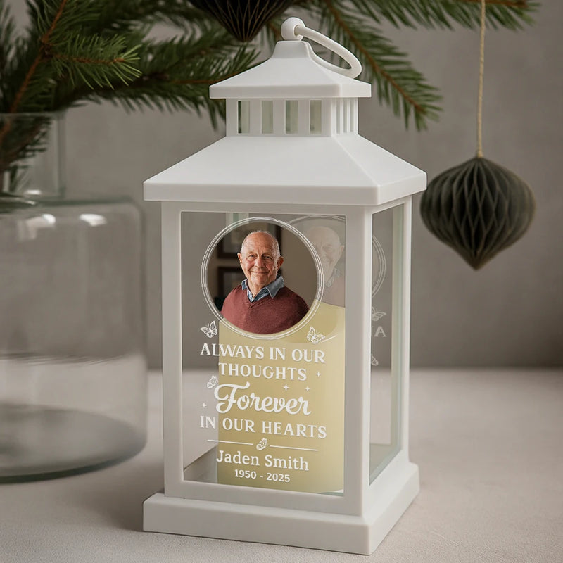 Memorial, Sad, Family, Parents, Gift For Grandparents - Custom Photo This Candle Burns In Loving Memory - Personalized LED Candle Lantern
