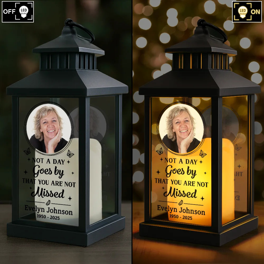 Memorial, Sad, Family, Parents, Gift For Grandparents - Custom Photo This Candle Burns In Loving Memory - Personalized LED Candle Lantern