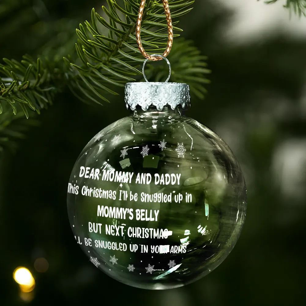 Christmas,New baby,New Dad,New Mom - Custom Photo This Christmas I'll Be Snuggled Up Newborn Baby - Personalized Ball Ornament