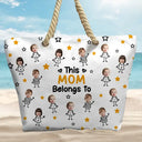 Gift For Grandma,Gift For Mother,Love,Stick Figure - Custom Photo This Grandma Mom Belongs To Kids Pet - Personalized Beach Bag