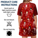 Gift For Grandma, Gift For Mother, Gift For Aunt, Happy, Custom Photo, Stick Figure - Custom Photo This Grandma Mom Belongs To Kids Pet - Personalized Women's Sleep Tee