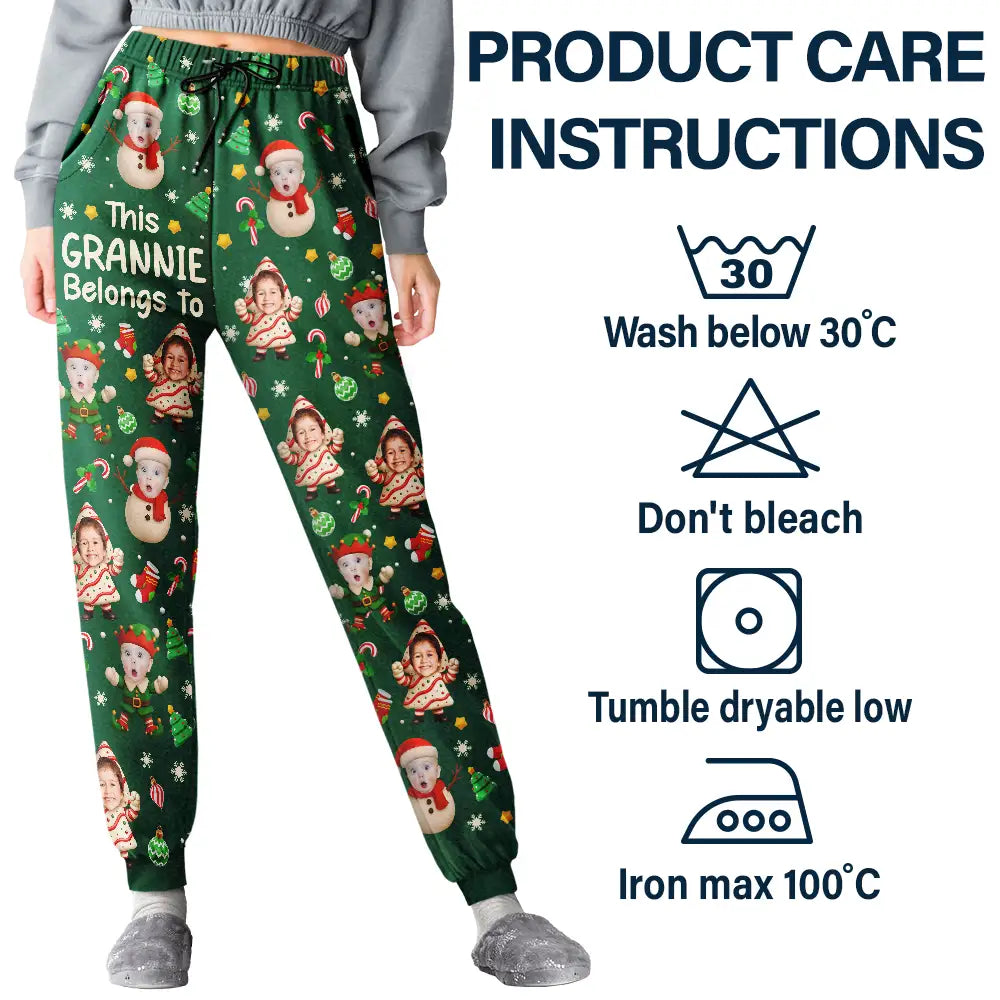 Gift For Grandpa, Gift For Mother, Gift For Father, Gift For Grandma, Happy, Christmas - Custom Photo This Grandpa Dad Belongs To Grandkids Christmas Characters - Personalized Pajama Pants