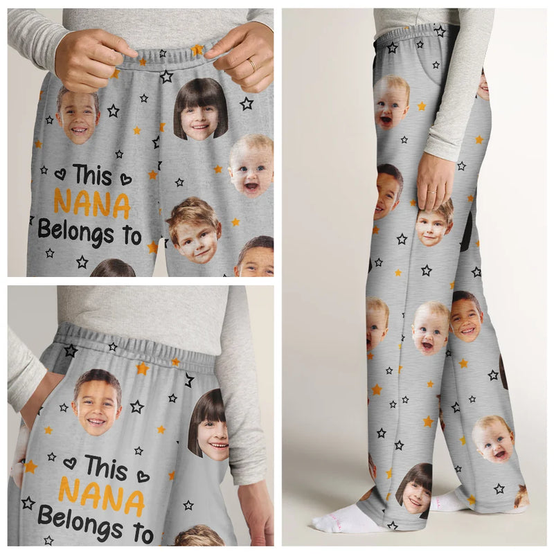 Custom Photo,Happy,Gift For Grandpa,Gift For Grandparents,Gift For Grandma,Gift For Mother,Gift For Father - Custom Photo This Grandpa Grandma Belongs To Kids Pet Face - Personalized Pajama Pants