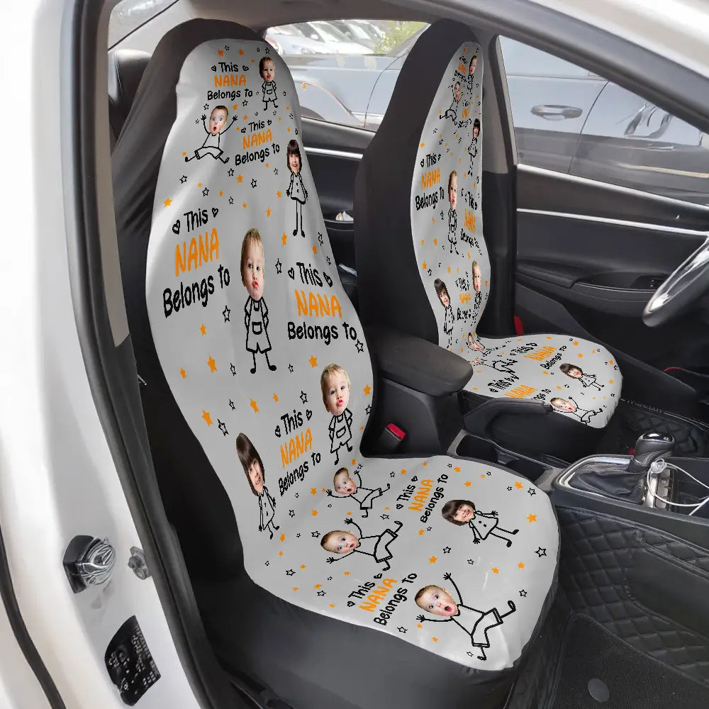 Gift For Grandpa, Gift For Father, Funny, Happy, Custom Photo - Custom Photo This Grandpa Papa Dad Belongs To Kids Pet - Personalized Car Seat Cover