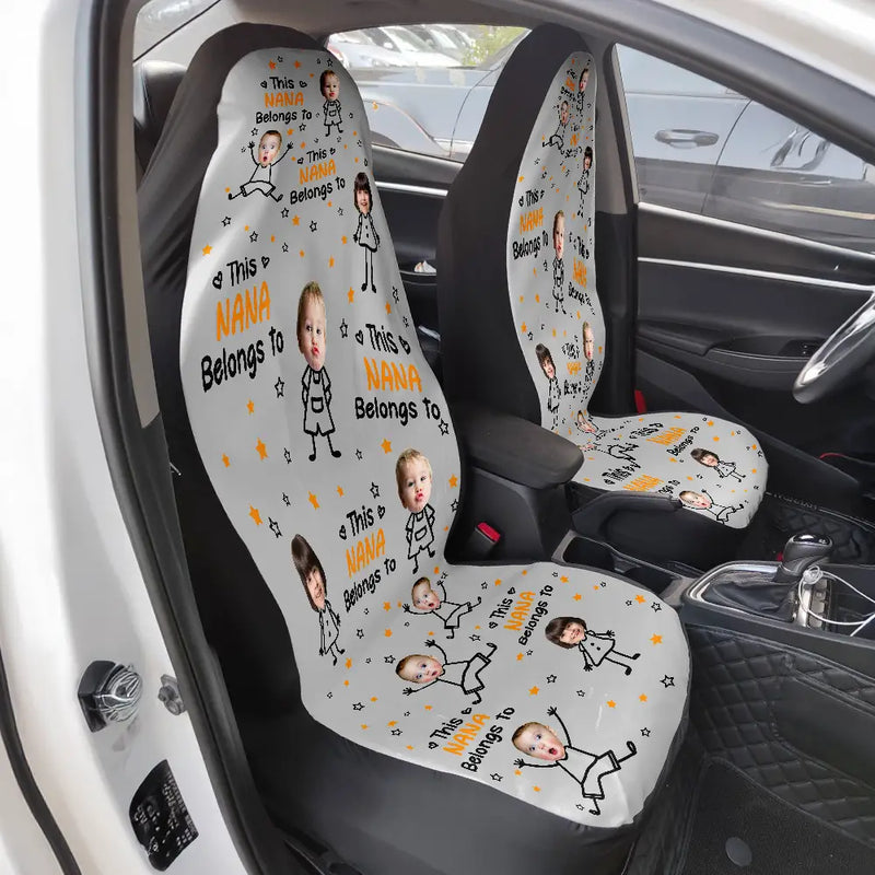 Gift For Grandpa, Gift For Father, Funny, Happy, Custom Photo - Custom Photo This Grandpa Papa Dad Belongs To Kids Pet - Personalized Car Seat Cover