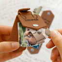 Pet Lovers - Custom Photo This Human Belongs To - Personalized Leather Photo Keychain