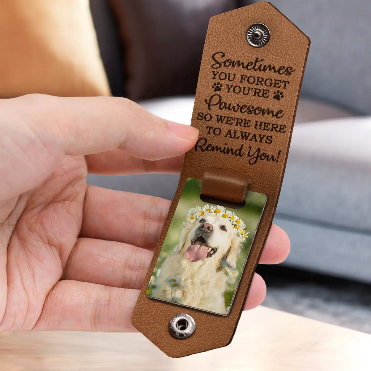 Pet Lovers - Custom Photo This Human Belongs To - Personalized Leather Photo Keychain