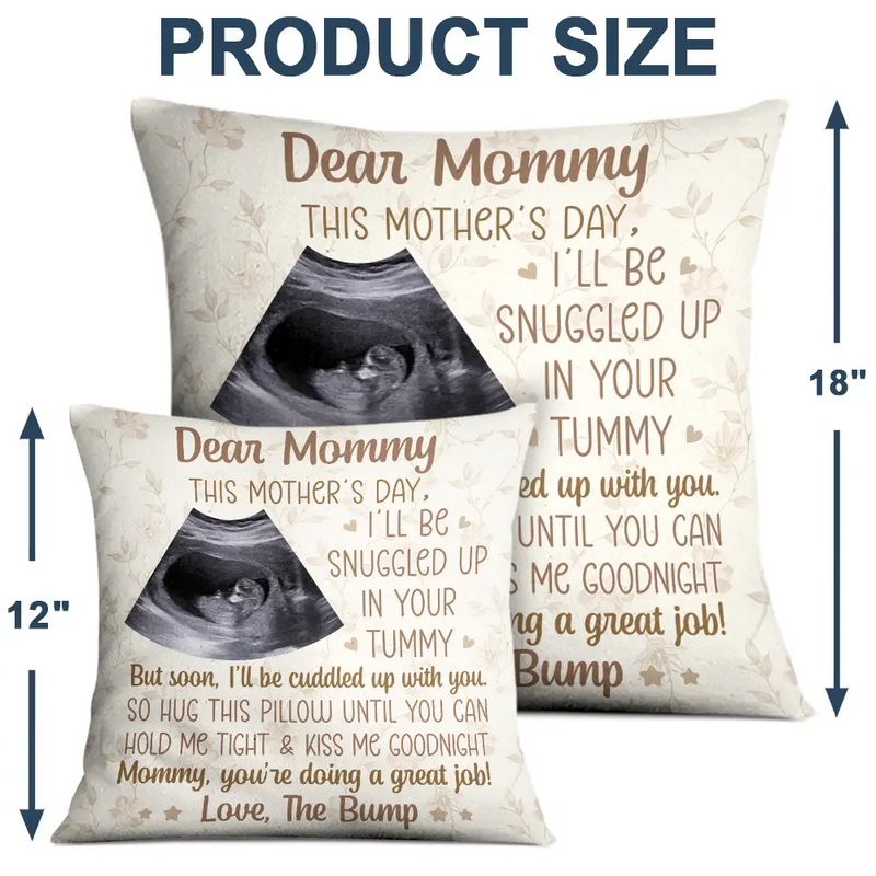 Happy,Gift For Wife,Parents,Gift For Mother,New baby,New Mom,Pregnant Mom - Custom Photo This Mother's Day I'll Be Snuggled Up In Your Tummy - Personalized Pillow