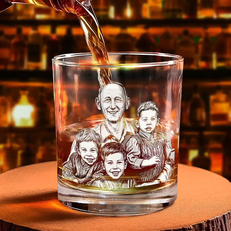 Custom Photo To Dad From The Reason You Drink Funny - Personalized Engraved Whiskey Glass