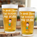Funny,Gift For Father,Dad - Children,Gift For Husband - Custom Photo To Dad From The Reasons You Drink Funny - Personalized Beer Glass