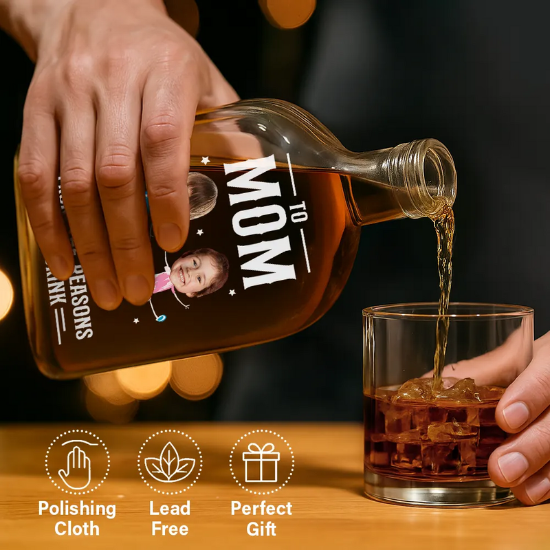 Funny,Gift For Husband,Gift For Wife,Parents,Gift For Father,Gift For Grandma,Gift For Grandpa,Gift For Mother - Custom Photo To Mom Dad From The Reasons You Drink - Personalized Whiskey Bottle