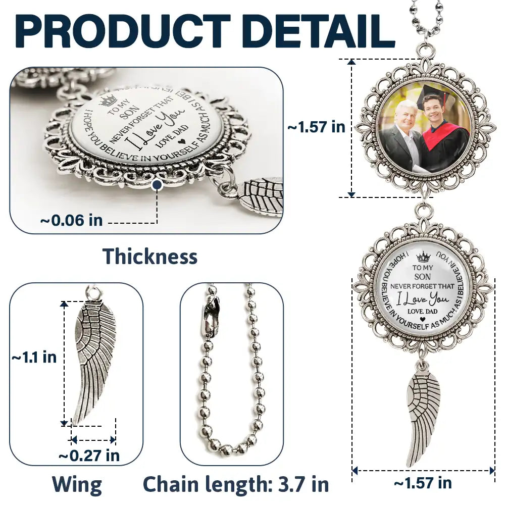 Graduation, Gift For Daughter, Gift For Son, Love - Custom Photo To My Son Never Forget That I Love You - Personalized Photo Pendant Charm