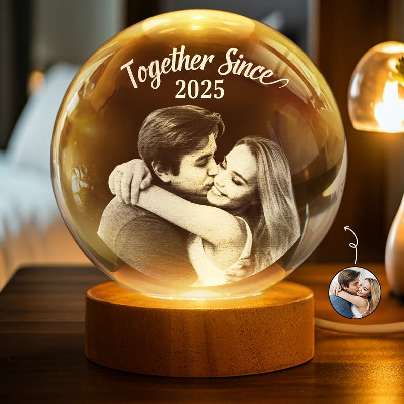 Gift For Couples,Gift For Husband,Gift For Wife,Gift For Boyfriend,Gift For Girlfriend,Old Couples,Love - Custom Photo Together Since - Personalized Crystal Globe Lamp
