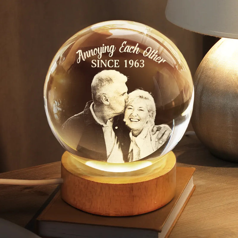 Gift For Couples,Gift For Husband,Gift For Wife,Gift For Boyfriend,Gift For Girlfriend,Old Couples,Love - Custom Photo Together Since - Personalized Crystal Globe Lamp