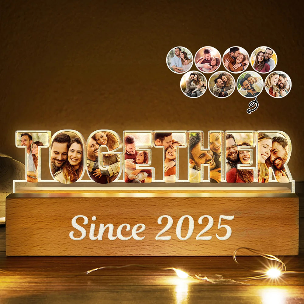 Custom Photo Together Since Year Couple Anniversary - Personalized Custom Shaped LED Light