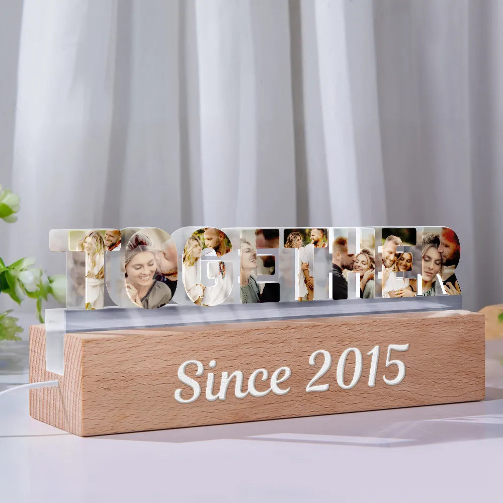 Gift For Couples, Love, Happy, Custom Photo - Custom Photo Together Since Year Couple Anniversary - Personalized Custom Shaped LED Light