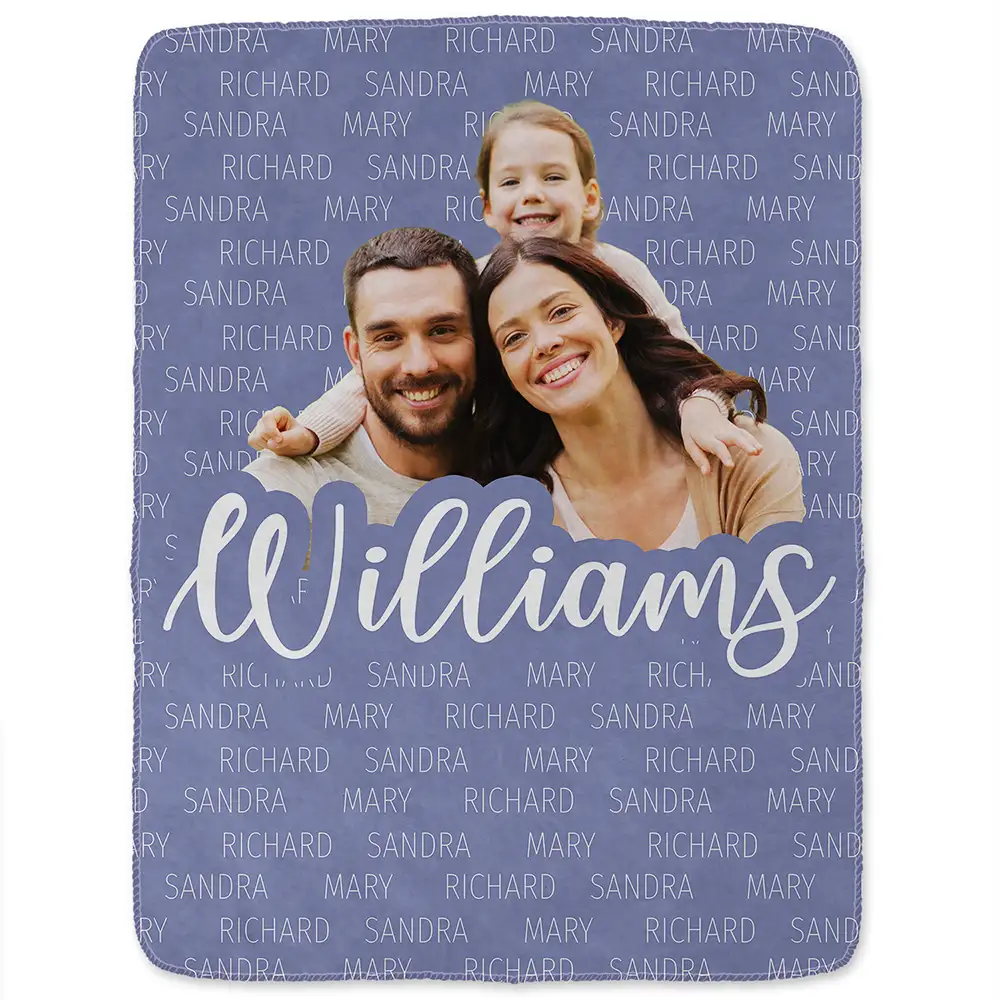 Family,Custom Photo,Happy - Custom Photo Together We Make A Family Custom Name - Personalized Fleece Blanket, Sherpa Blanket
