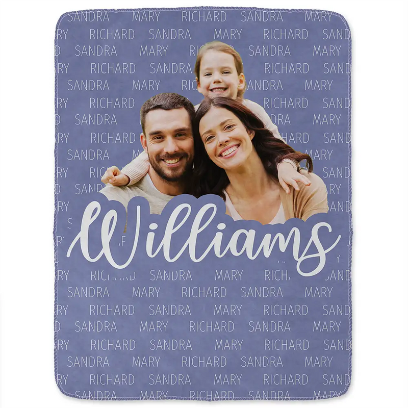 Family,Custom Photo,Happy - Custom Photo Together We Make A Family Custom Name - Personalized Fleece Blanket, Sherpa Blanket
