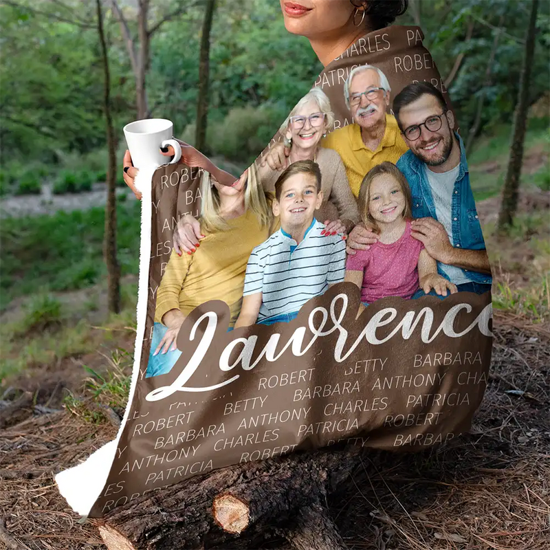 Family,Custom Photo,Happy - Custom Photo Together We Make A Family Custom Name - Personalized Fleece Blanket, Sherpa Blanket