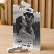 Custom Photo, Anniversary, Gift For Couples, Romantic, Dynamic Photo - Custom Photo Together & Forever Couple - Personalized Building Brick Blocks