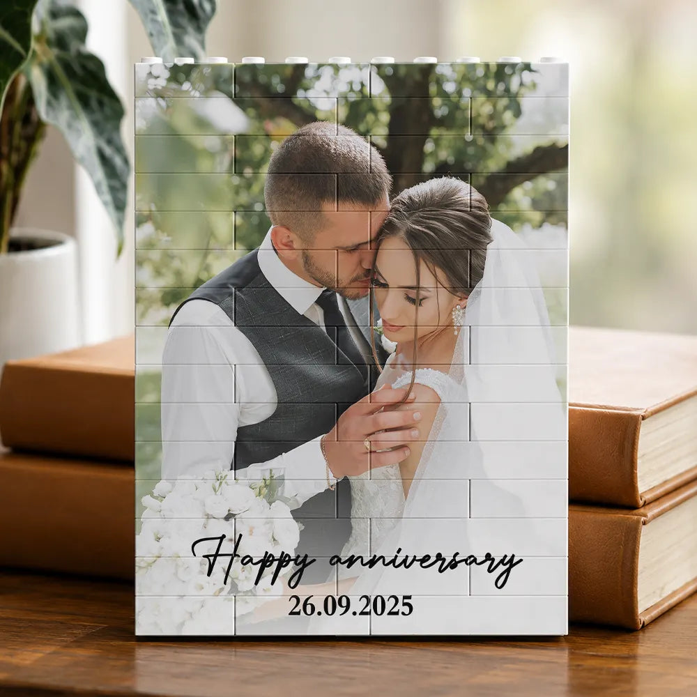 Custom Photo, Anniversary, Gift For Couples, Romantic, Dynamic Photo - Custom Photo Together & Forever Couple - Personalized Building Brick Blocks